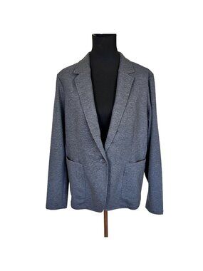 Mercer + Mettle Womens Slate Grey Blazer 2X Career Wear One Button Retro Style